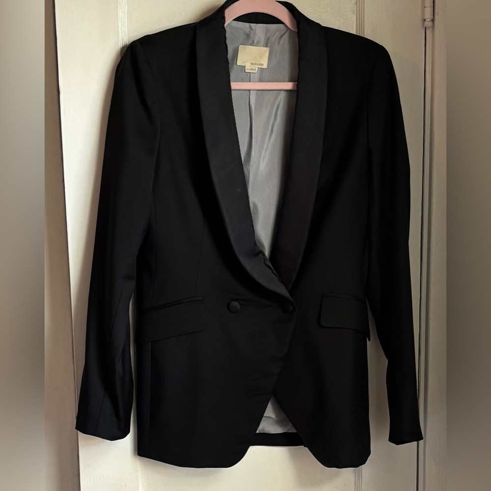 Band Of Outsiders Black Shawl Collar Tuxedo Blazer Virgin Wool Size 3. NWOT